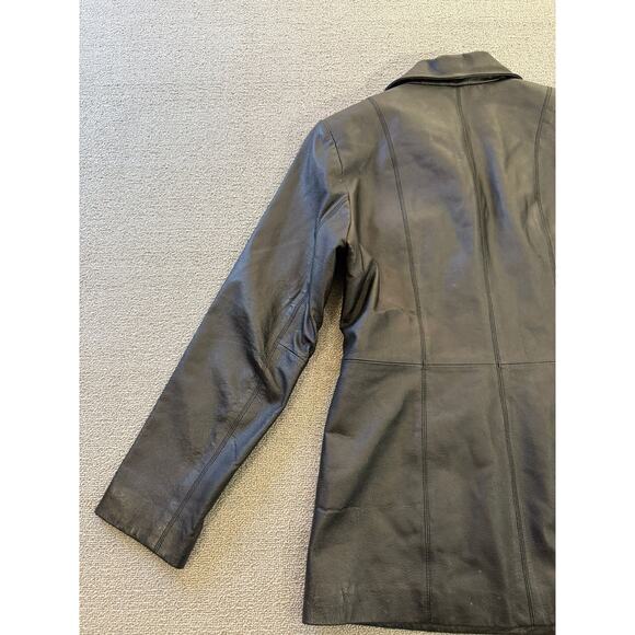 Sonoma Jean Company Small Women's Black Leather Jacket Zipper Closure - Picture 10 of 16